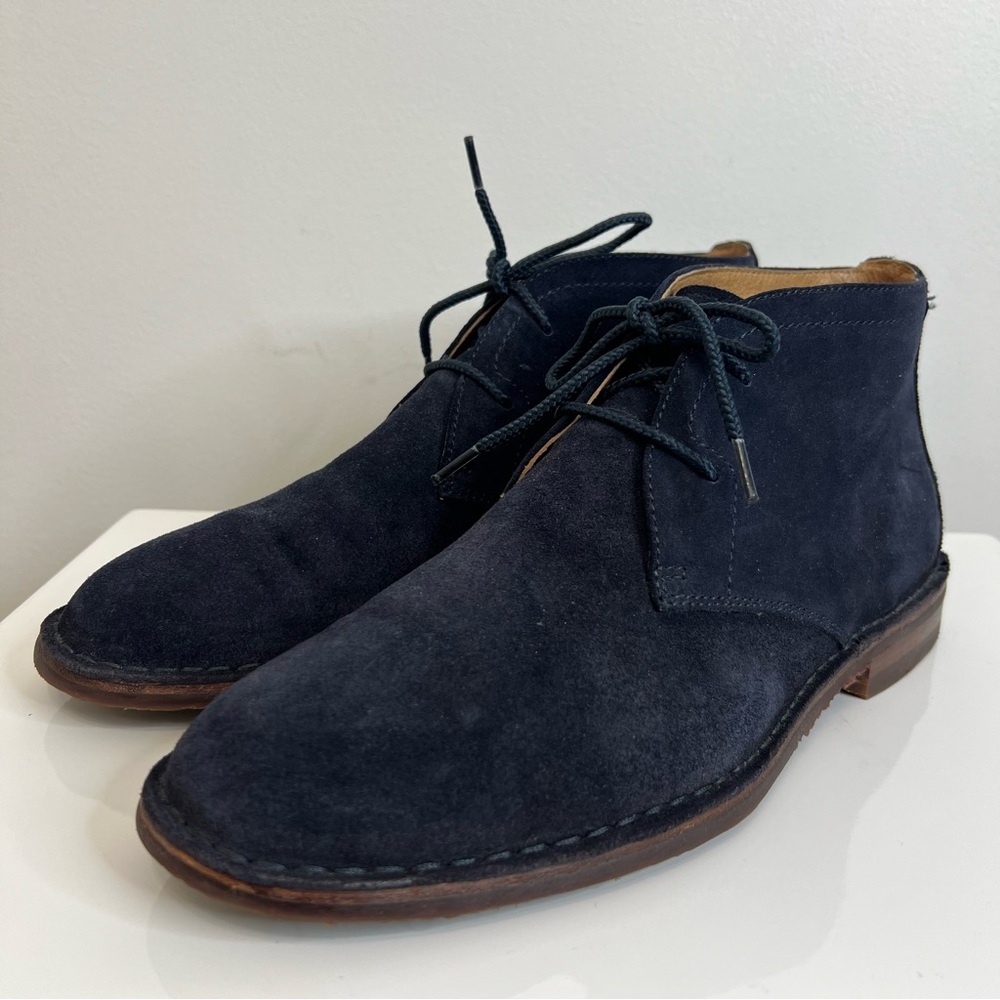 Trask Navy Blue Suede Leather Brady Lace Up Chukka Boot Vibram Sole Men’s Sz 8.5 - Picture 9 of 14